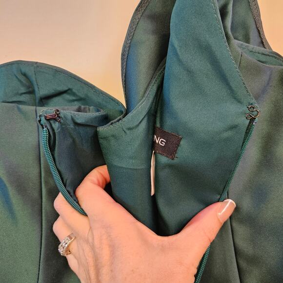 Alfred Sung Green One Shoulder Satin Gown Size 8R NWT Holidays Party Prom Event - Picture 6 of 11